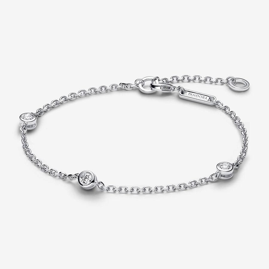 Pandora Era Bezel Lab-grown Diamond Station Chain Bracelet 0.30 carat tw Sterling Silver
