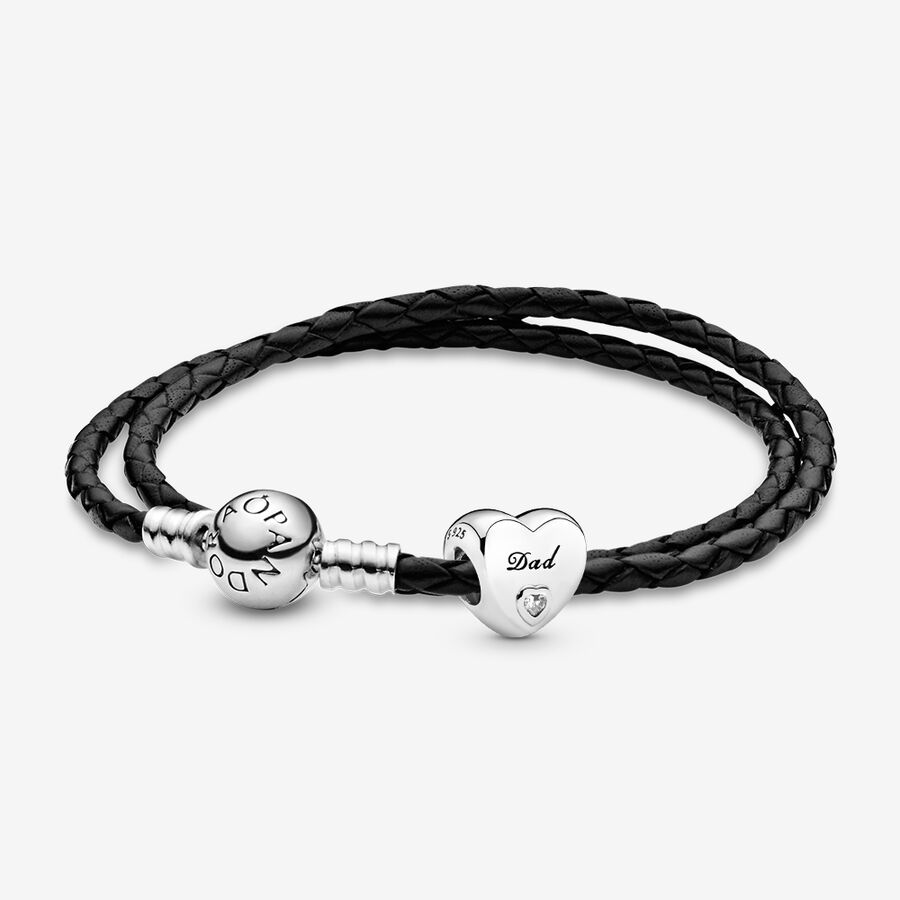 Dad Leather Charm Bracelet Set