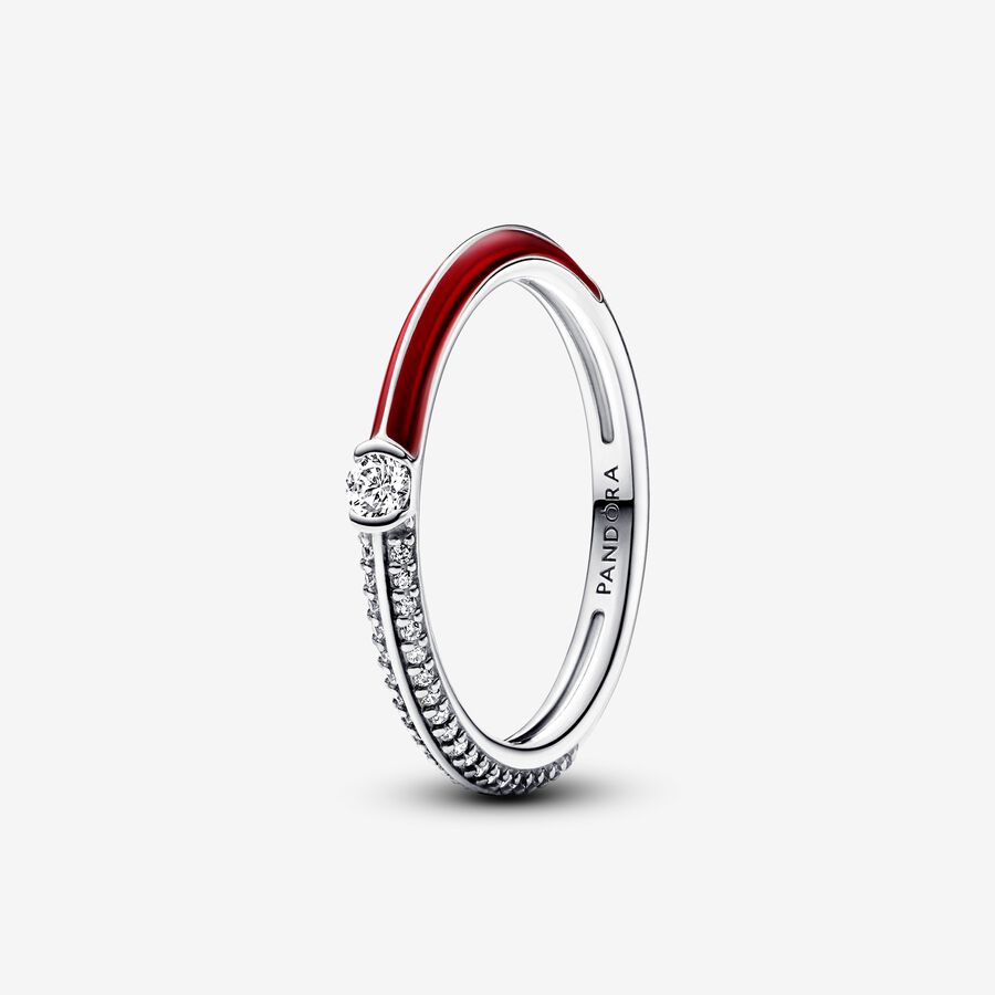 Pandora ME Pav&eacute; & Red Dual Ring
