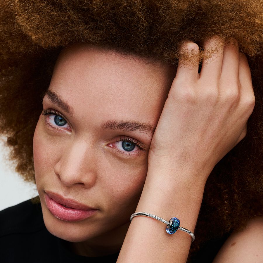 Wavy Dark Blue Murano Glass Ocean Charm