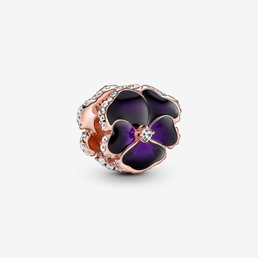Deep Purple Pansy Flower Charm