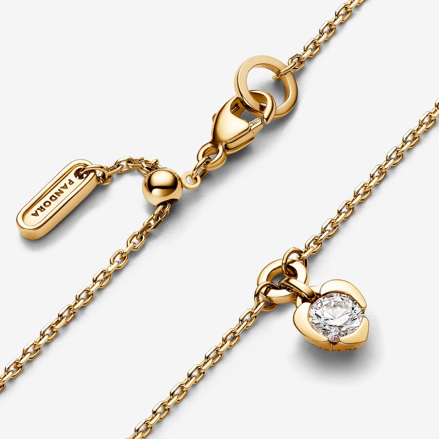 Pandora Talisman Lab-grown Diamond Heart Chain Bracelet 0.25 carat tw 14k Gold