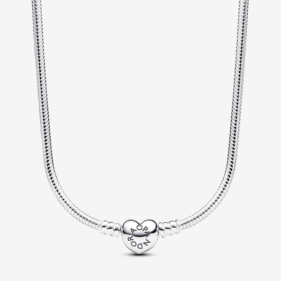 Pandora Moments Heart Clasp Snake Chain Necklace