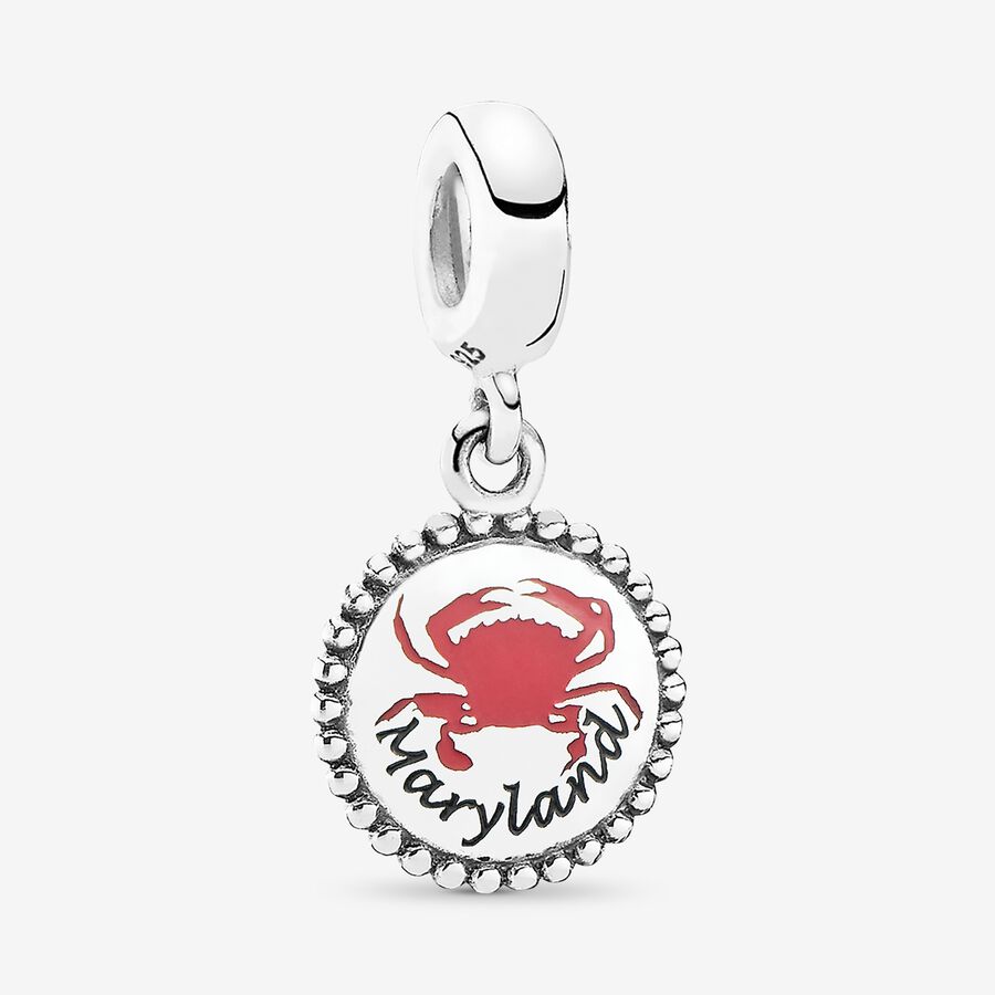 Maryland Crab Dangle Charm, Mixed Enamel