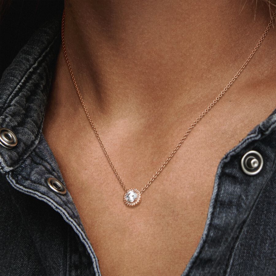Round Sparkle Halo Necklace