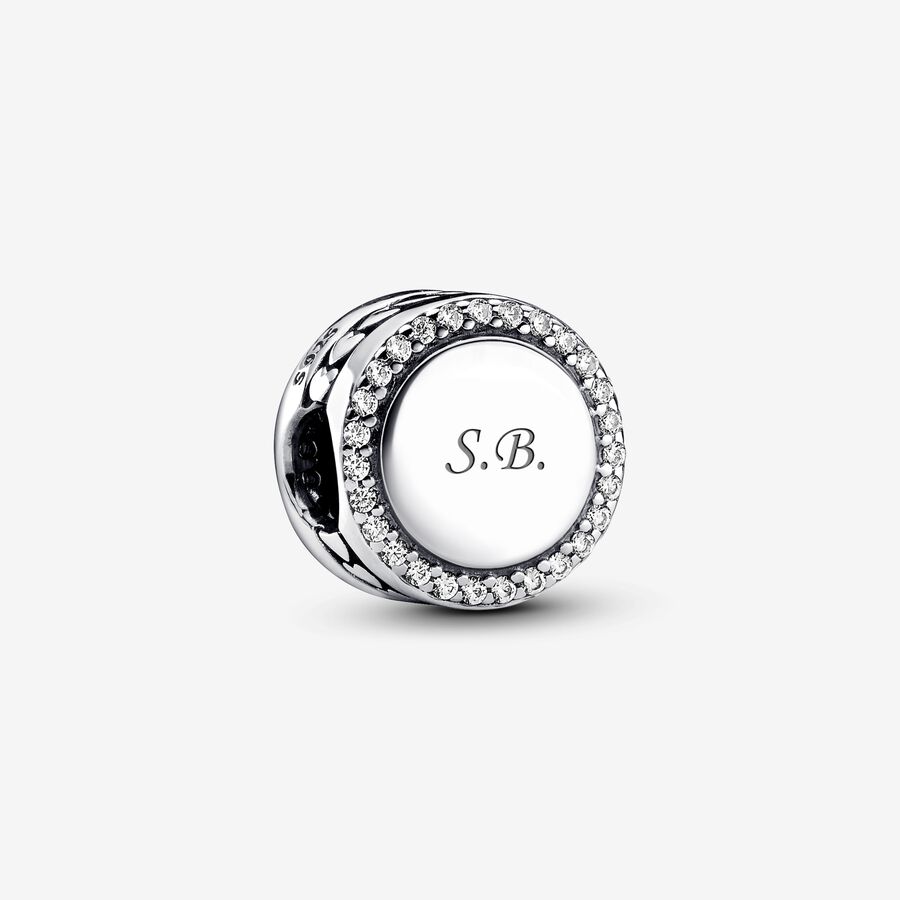 Engravable Sparkling Button Charm