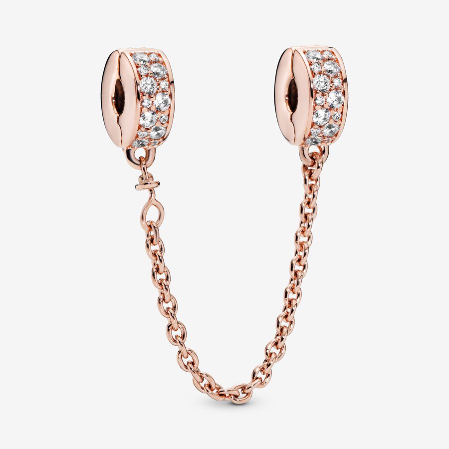 Clear Pav&eacute; Safety Chain Clip Charm