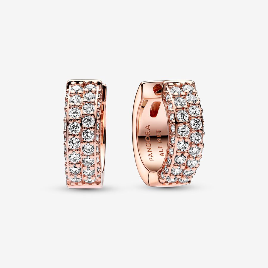Pandora Timeless Pav&eacute; Double-row Hoop Earrings
