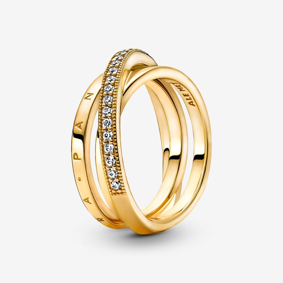 Crossover Pav&eacute; Triple Band Ring