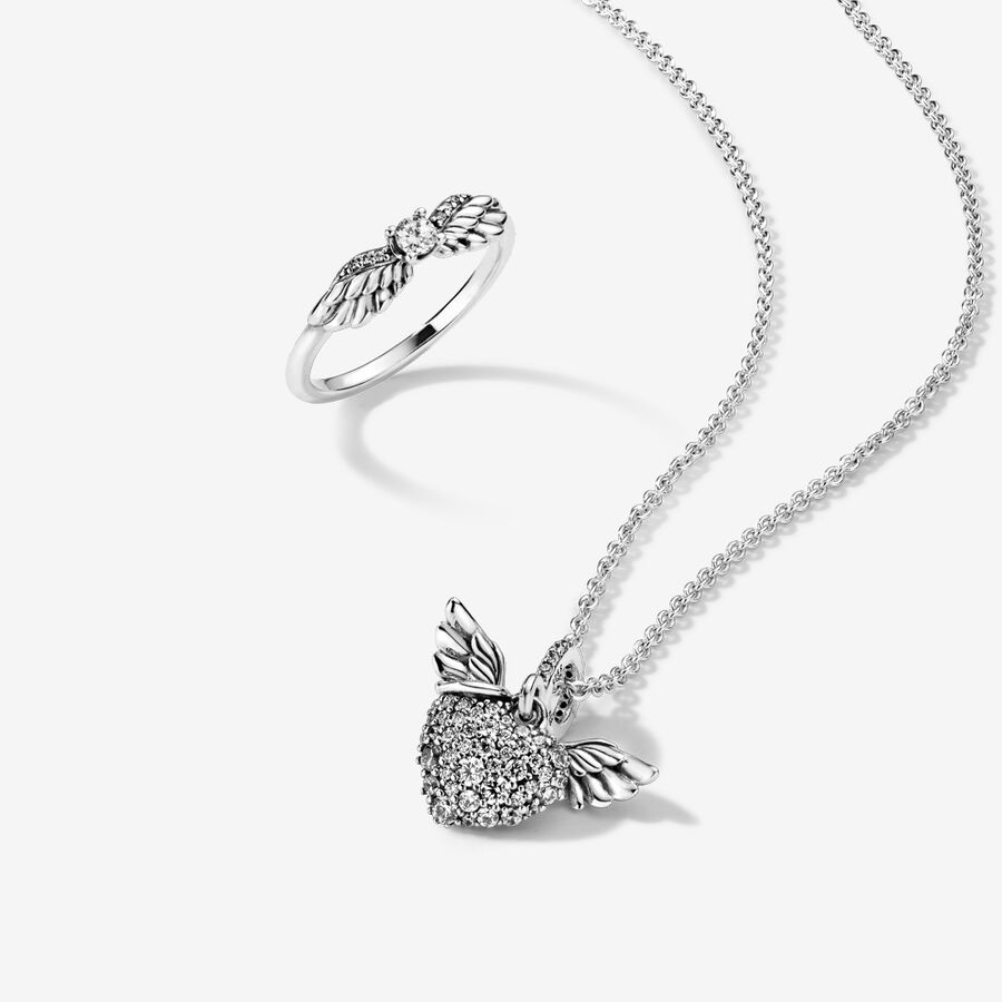 Sparkling Angel Wings Necklace and Earring Set