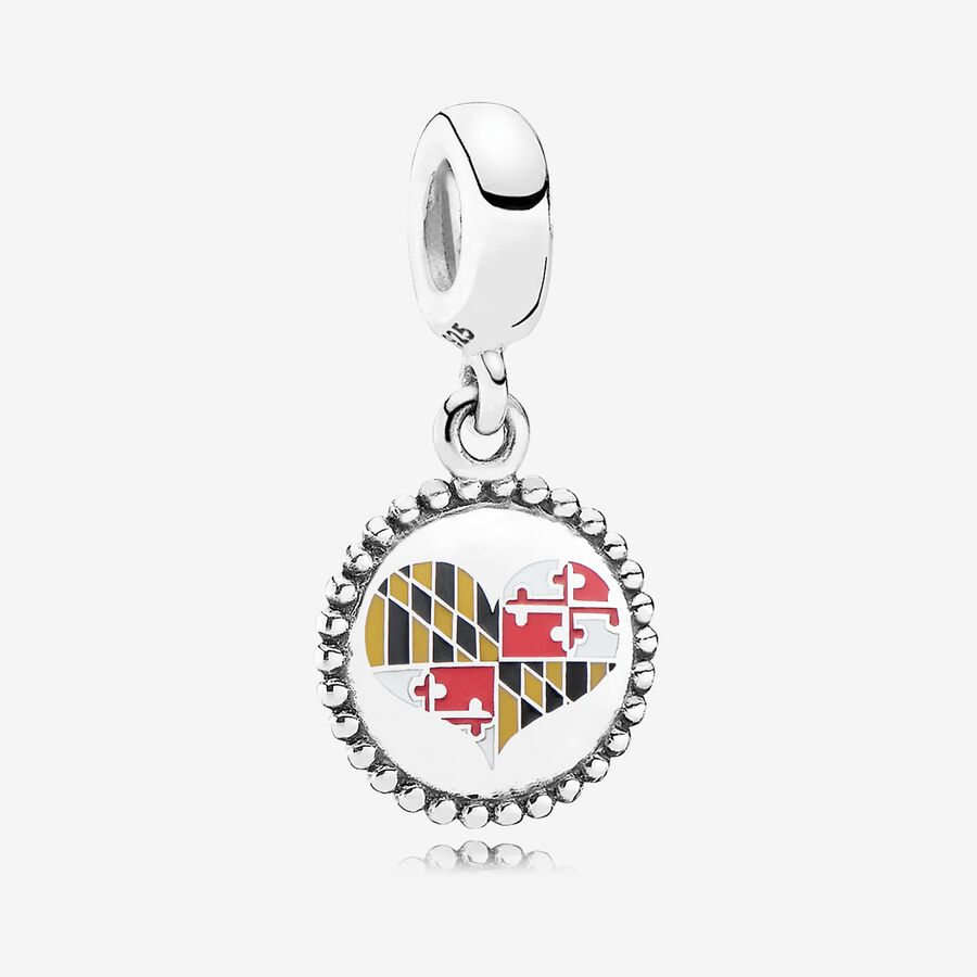 Maryland Flag Heart Dangle Charm