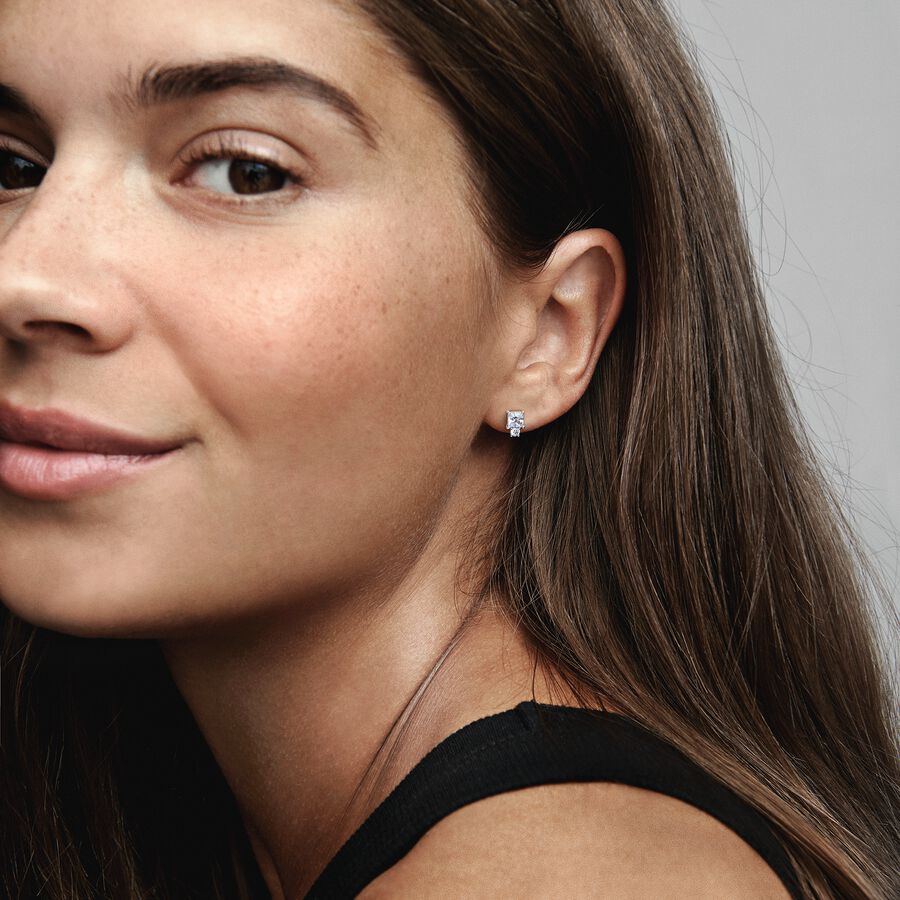 Sparkling Round & Square Earrings