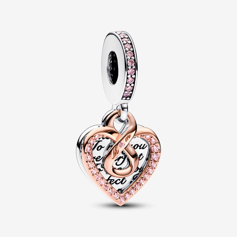 Two-tone Infinity Heart Double Dangle Charm