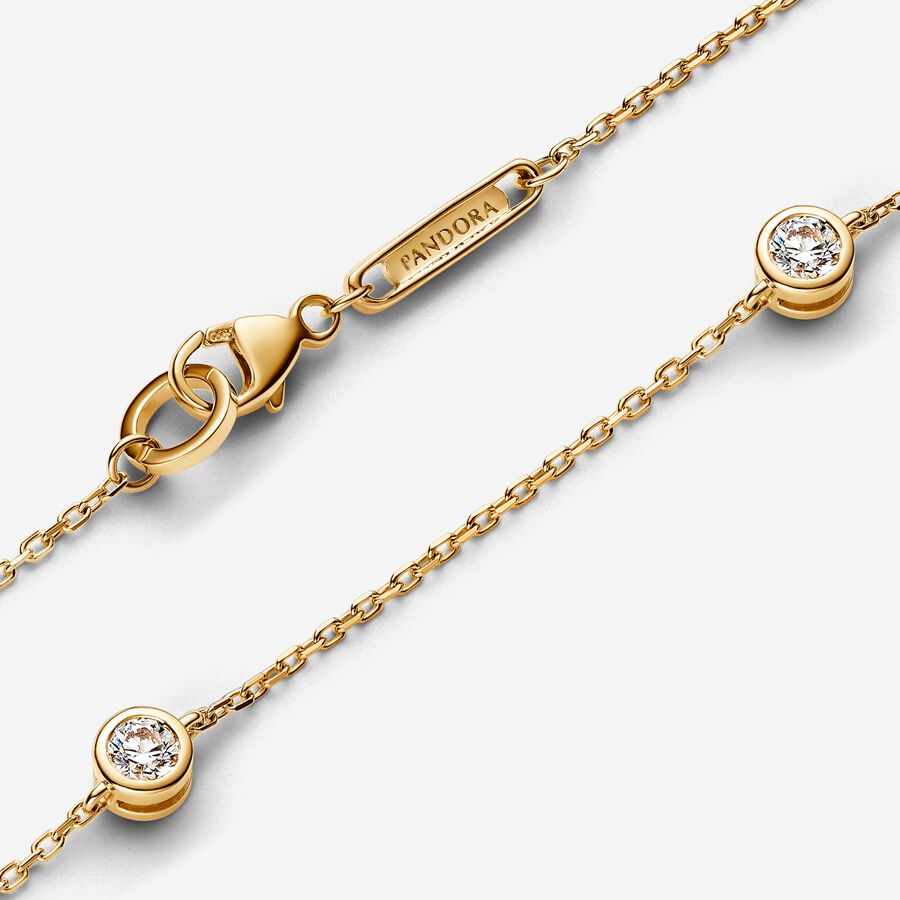 Pandora Era Bezel Lab-grown Diamond Station Chain Bracelet 0.40 carat tw 14k Gold
