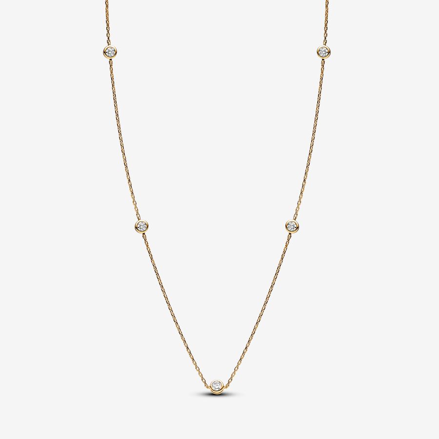 Pandora Era Bezel Lab-grown Diamond Station Necklace 0.50 carat tw 14k Gold
