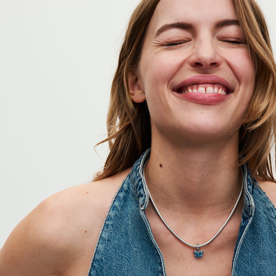 Blue Murano Glass Butterfly Dangle Charm