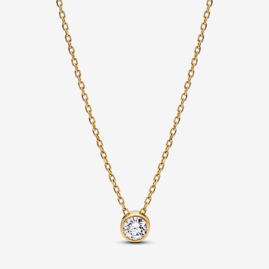 Pandora Era Lab-grown Diamond Bezel Pendant Necklace 0.25 carat tw 14k Gold