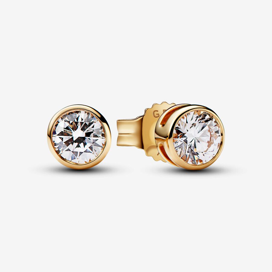 Pandora Era Lab-grown Diamond Bezel Stud Earrings 0.50 carat tw 14k Gold