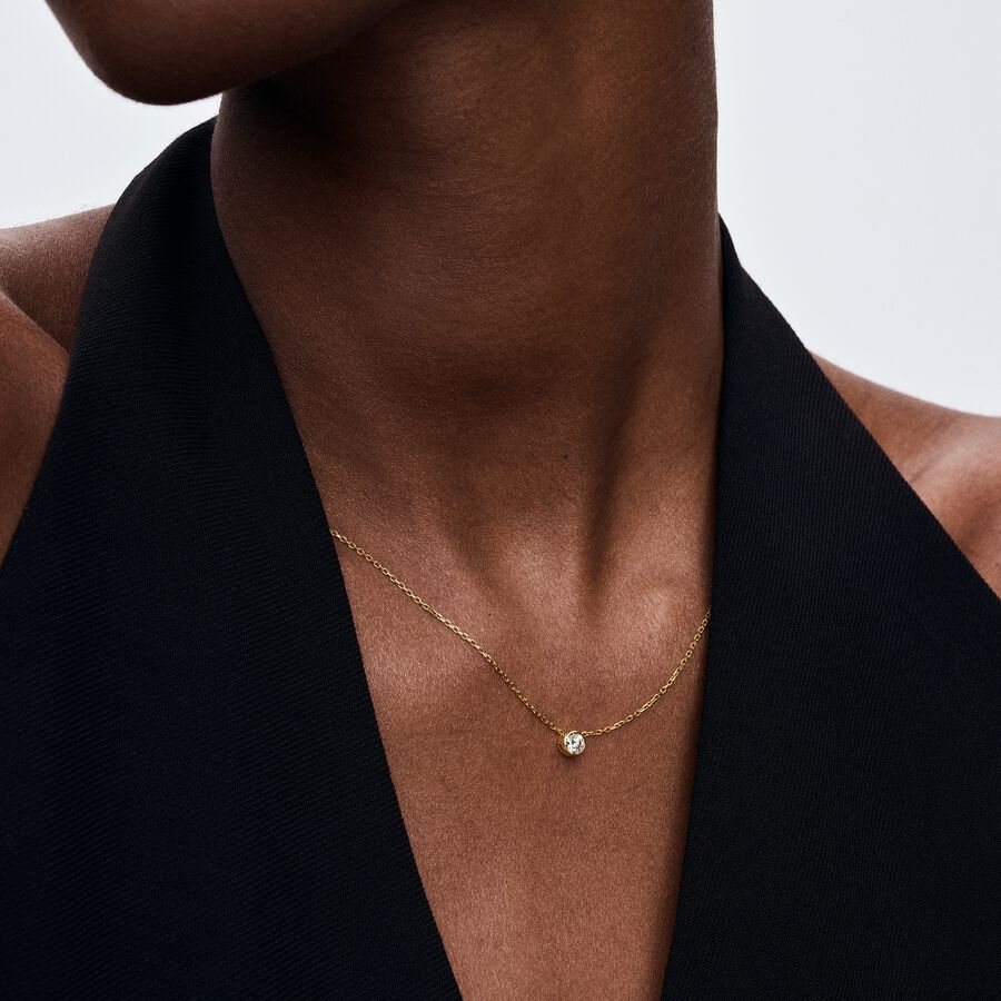 Pandora Era Lab-grown Diamond Bezel Pendant Necklace 0.25 carat tw 14k Gold