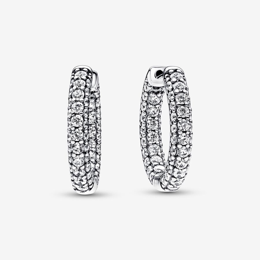 Pandora Timeless Pav&eacute; Single-row Hoop Earrings