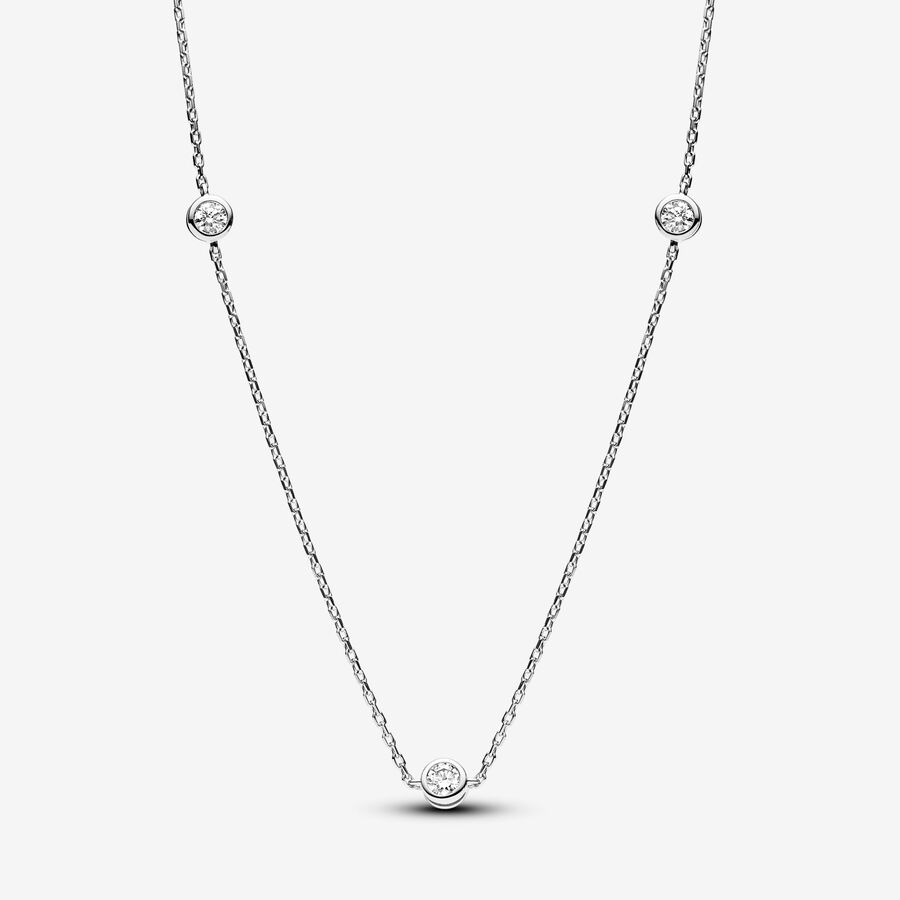 Pandora Era Bezel Lab-grown Diamond Station Necklace 0.30 carat tw Sterling Silver