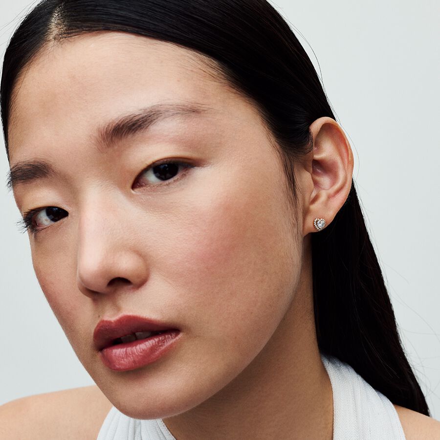 Sparkling Elevated Heart Stud Earrings