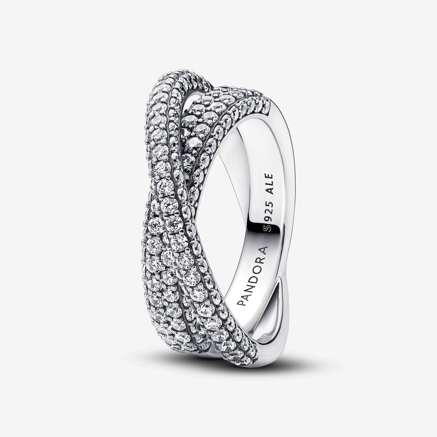Pandora Timeless Pav&eacute; Crossover Dual Band Ring