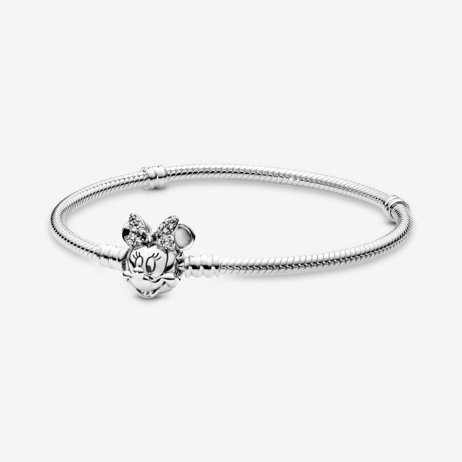 Disney Pandora Moments Pav&eacute; Minnie Mouse Clasp Snake Chain Bracelet