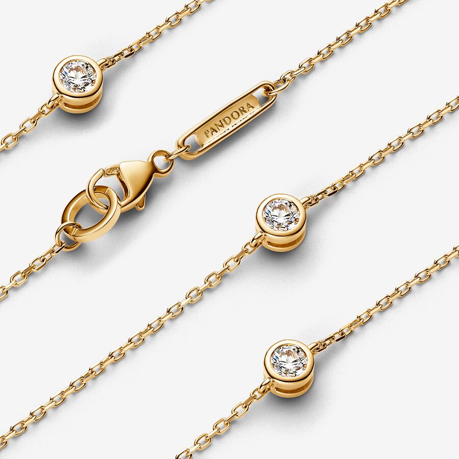 Pandora Era Bezel Lab-grown Diamond Station Necklace 0.50 carat tw 14k Gold
