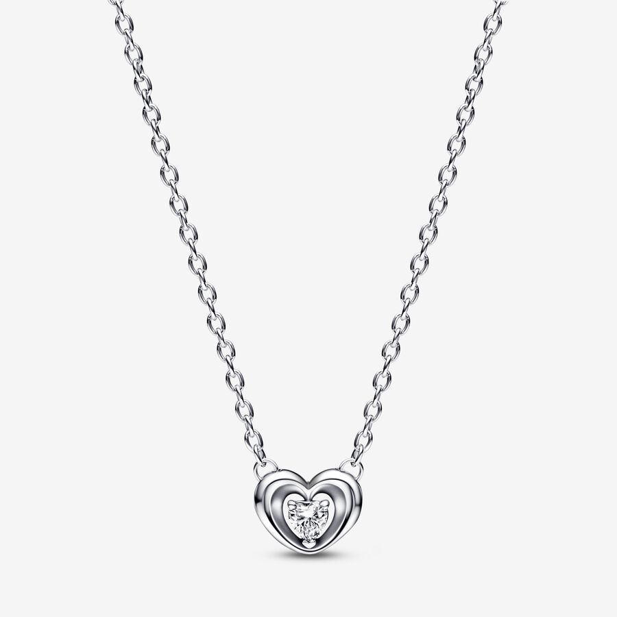 Radiant Heart & Floating Stone Pendant Collier Necklace