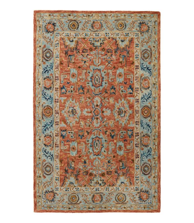 Single Border Terracotta Wool Tufted Rug