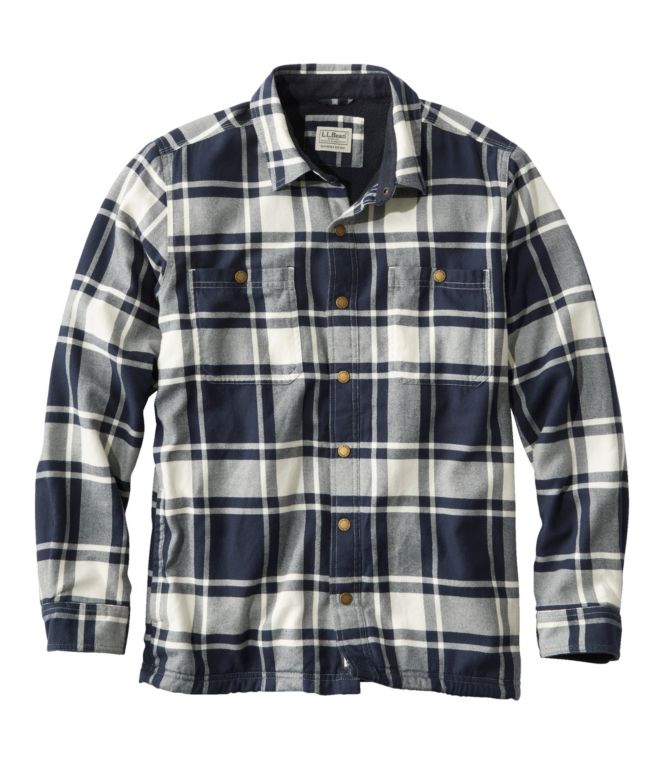 Men's Fleece-Lined Flannel Shirt, Snap Front, Slightly Fitted