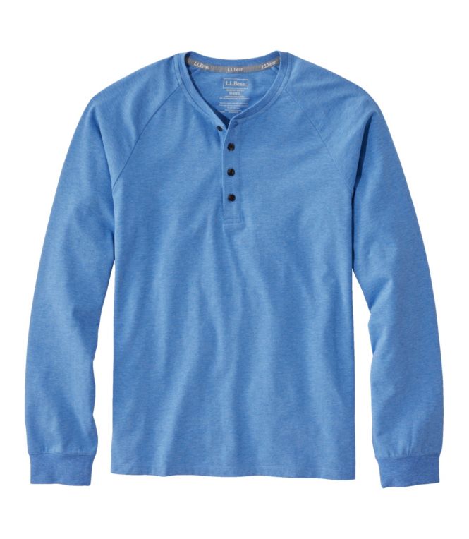 Men's Comfort Stretch Pima Tee Shirt, Long-Sleeve Henley