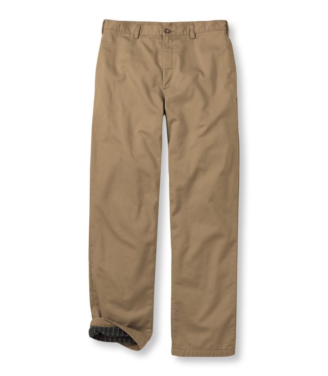 Men's Double L® Chinos, Natural Fit, Plain Front, Flannel-Lined