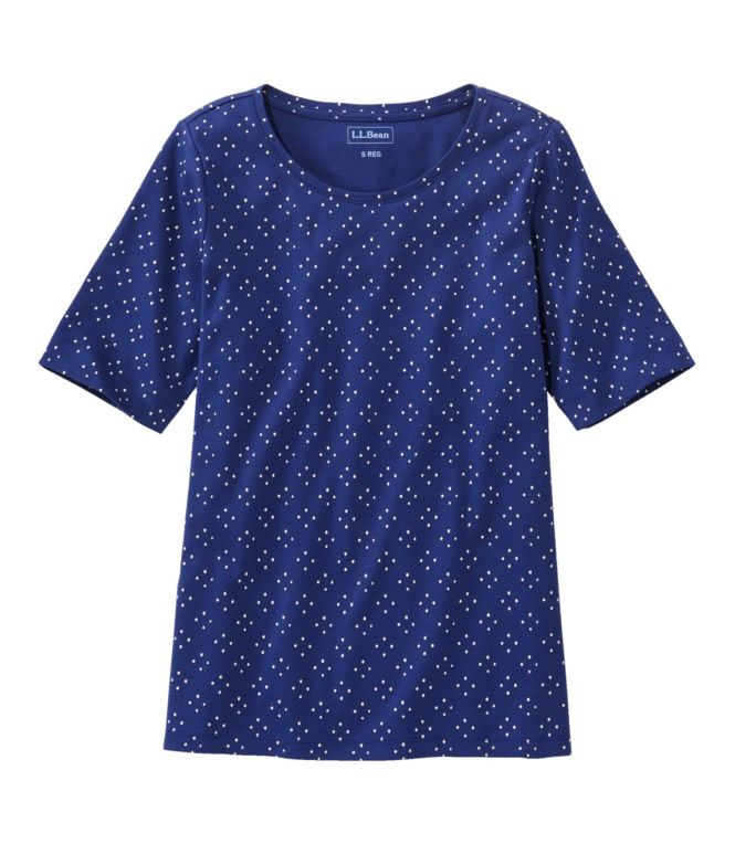 Women's L.L.Bean Jewelneck Tee, Elbow-Sleeve Print