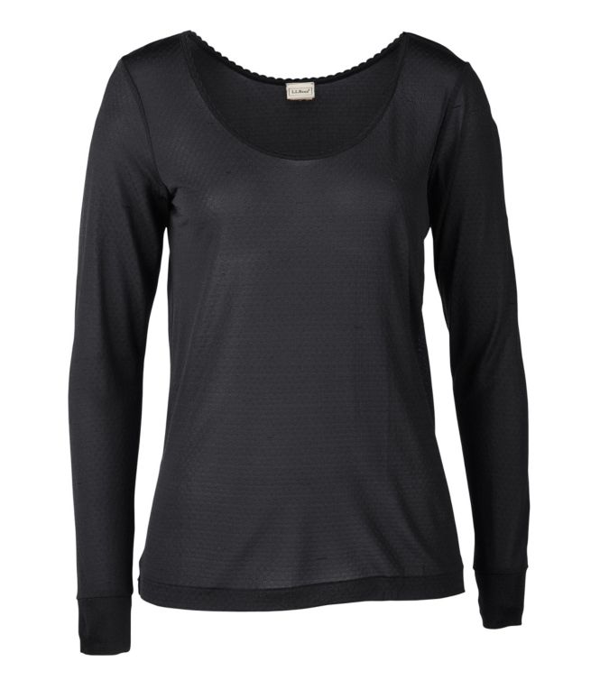 Women's Silk Pointelle, Long-Sleeve Scoopneck