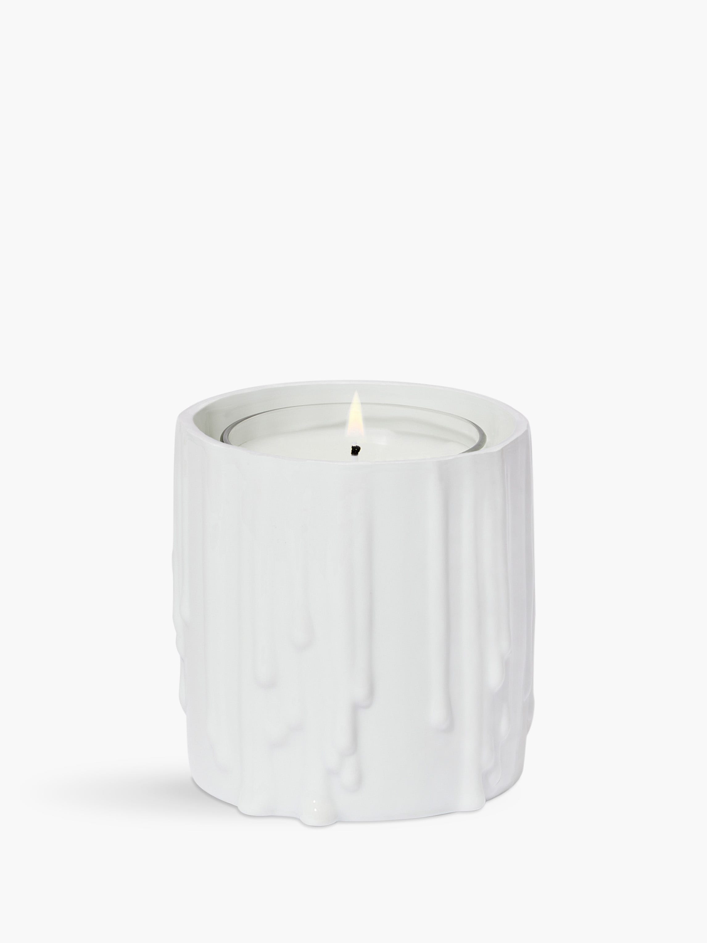 White Melted Wax Candle Holder
