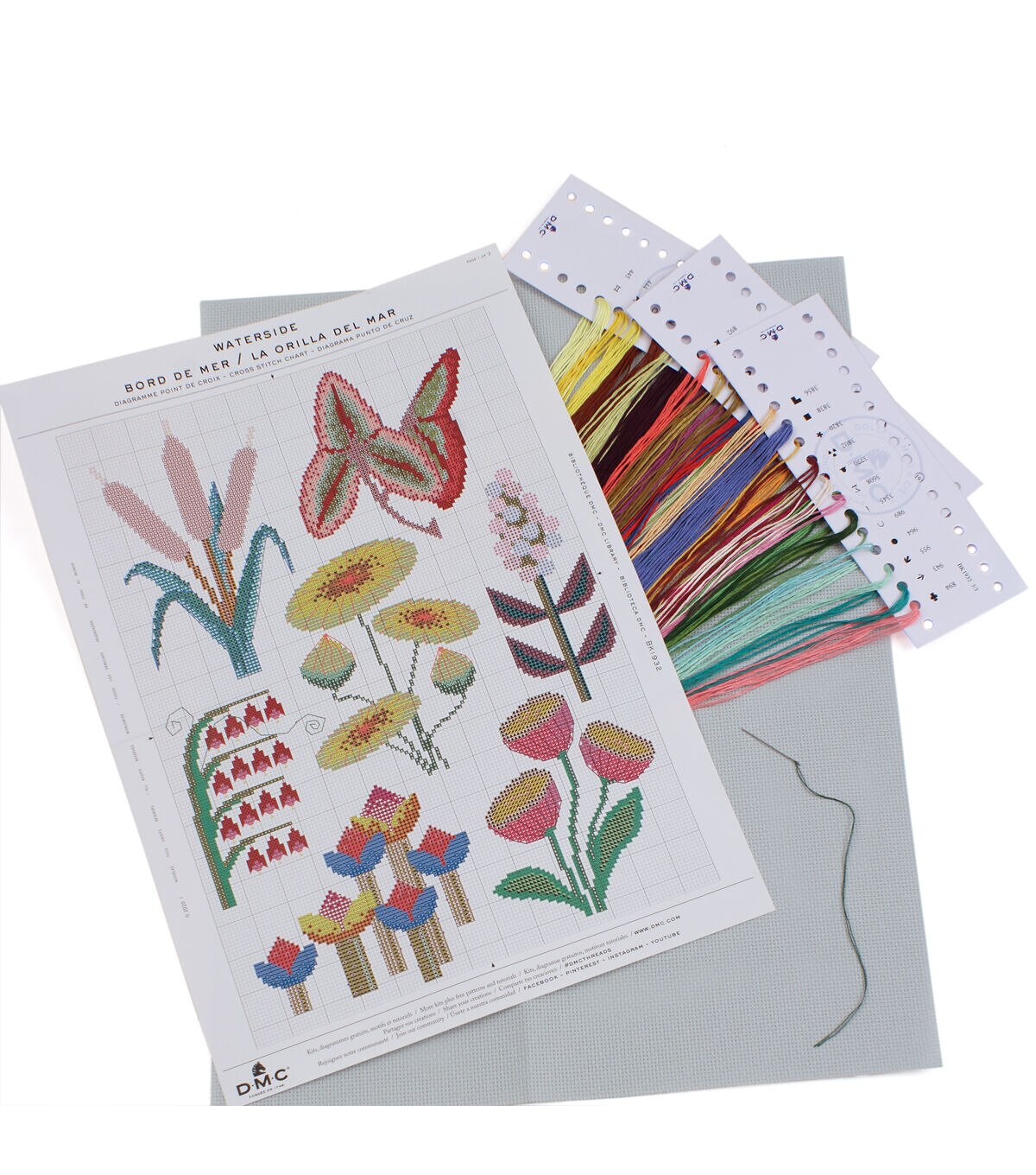 DMC 9 x 13 Emily Peacock Botanical Waterside Cross Stitch Kit