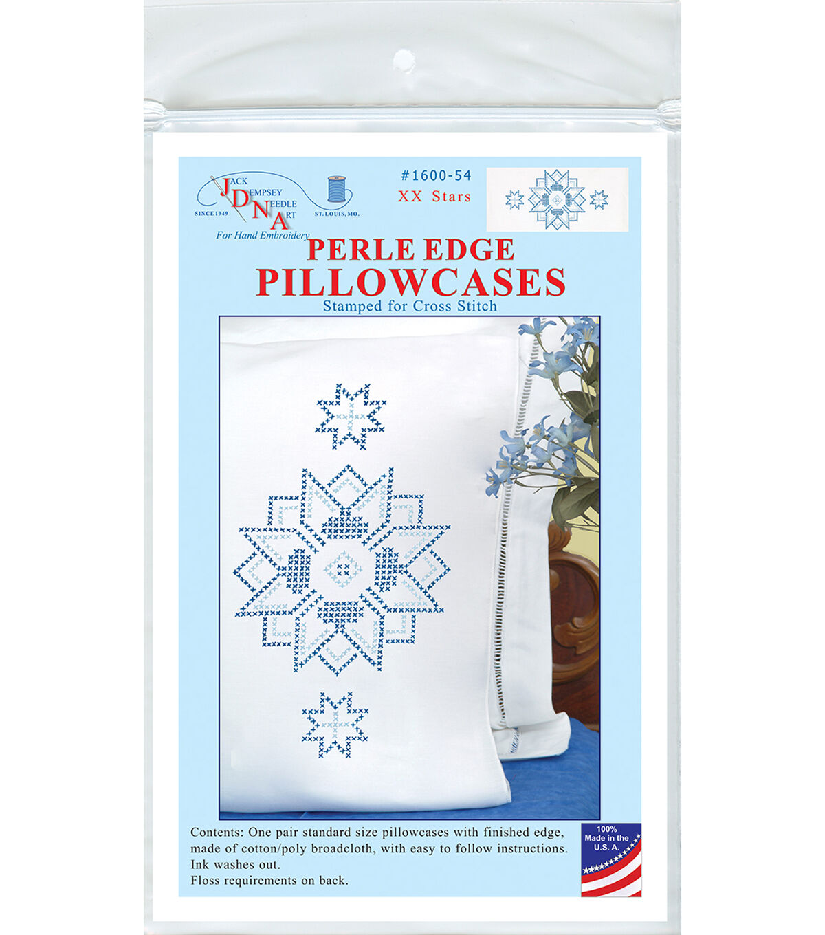 Jack Dempsey 2pk XX Stars Stamped Perle Edge Pillowcases