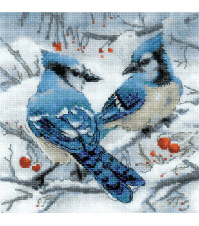 RIOLIS 8 Blue Jays Counted Cross Stitch Kit