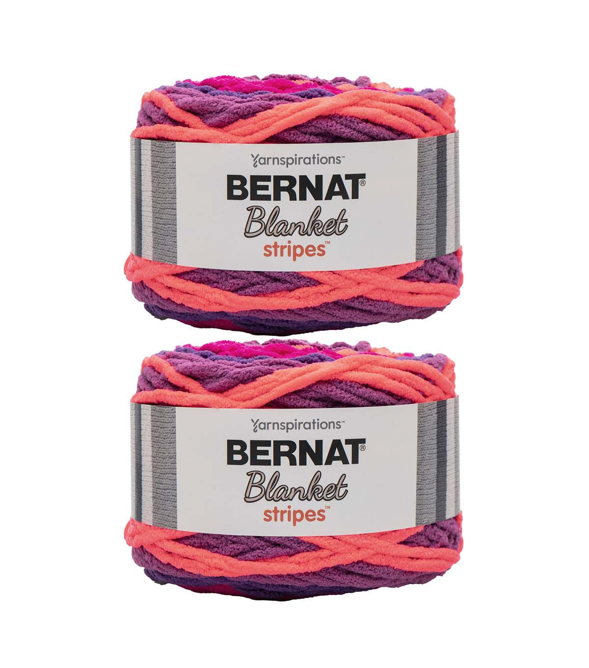 Bernat Blanket Stripes 220yds Super Bulky Polyester Yarn 2 Bundle