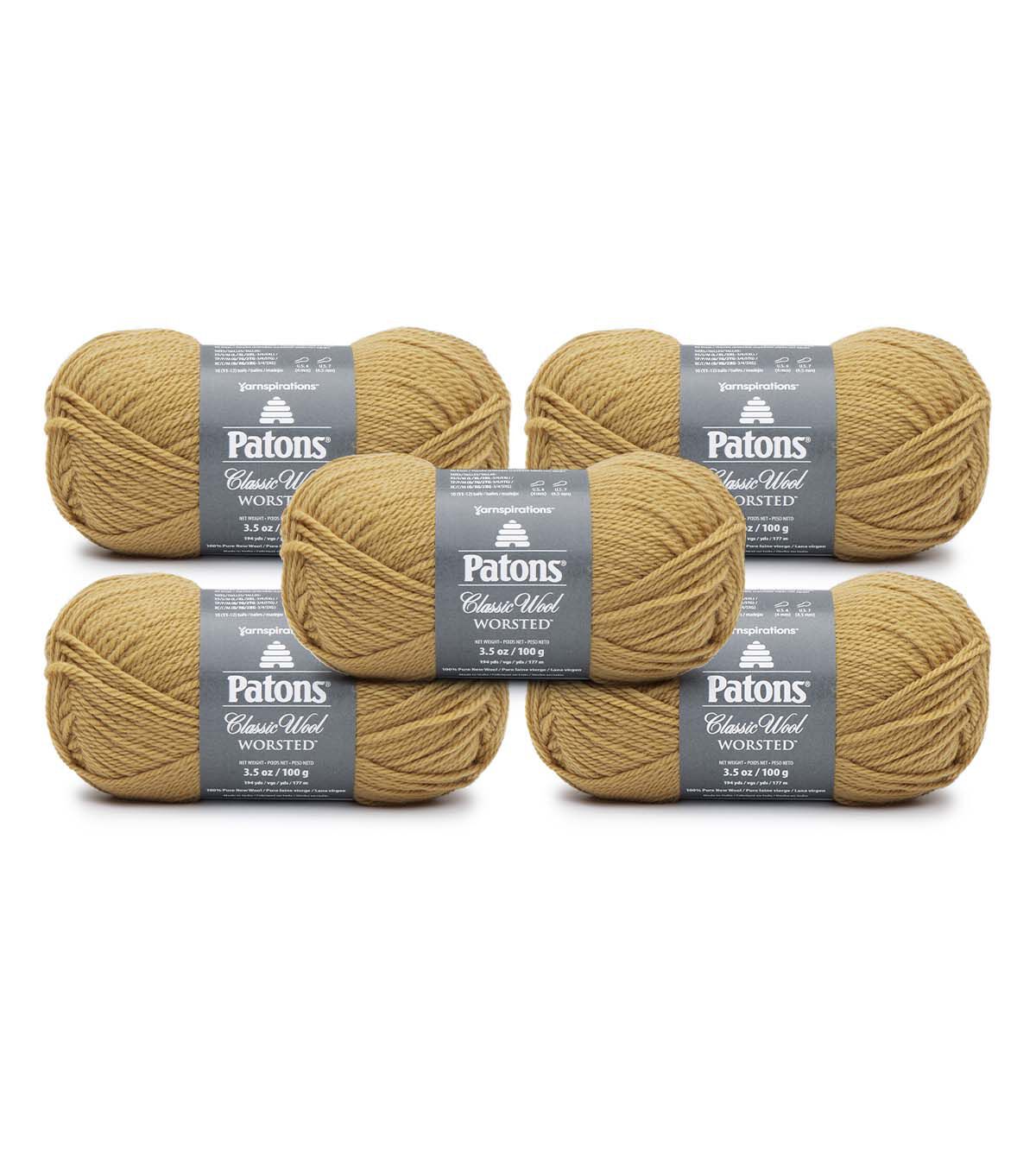 Patons Classic Wool 194yds Worsted Yarn 5 Bundle