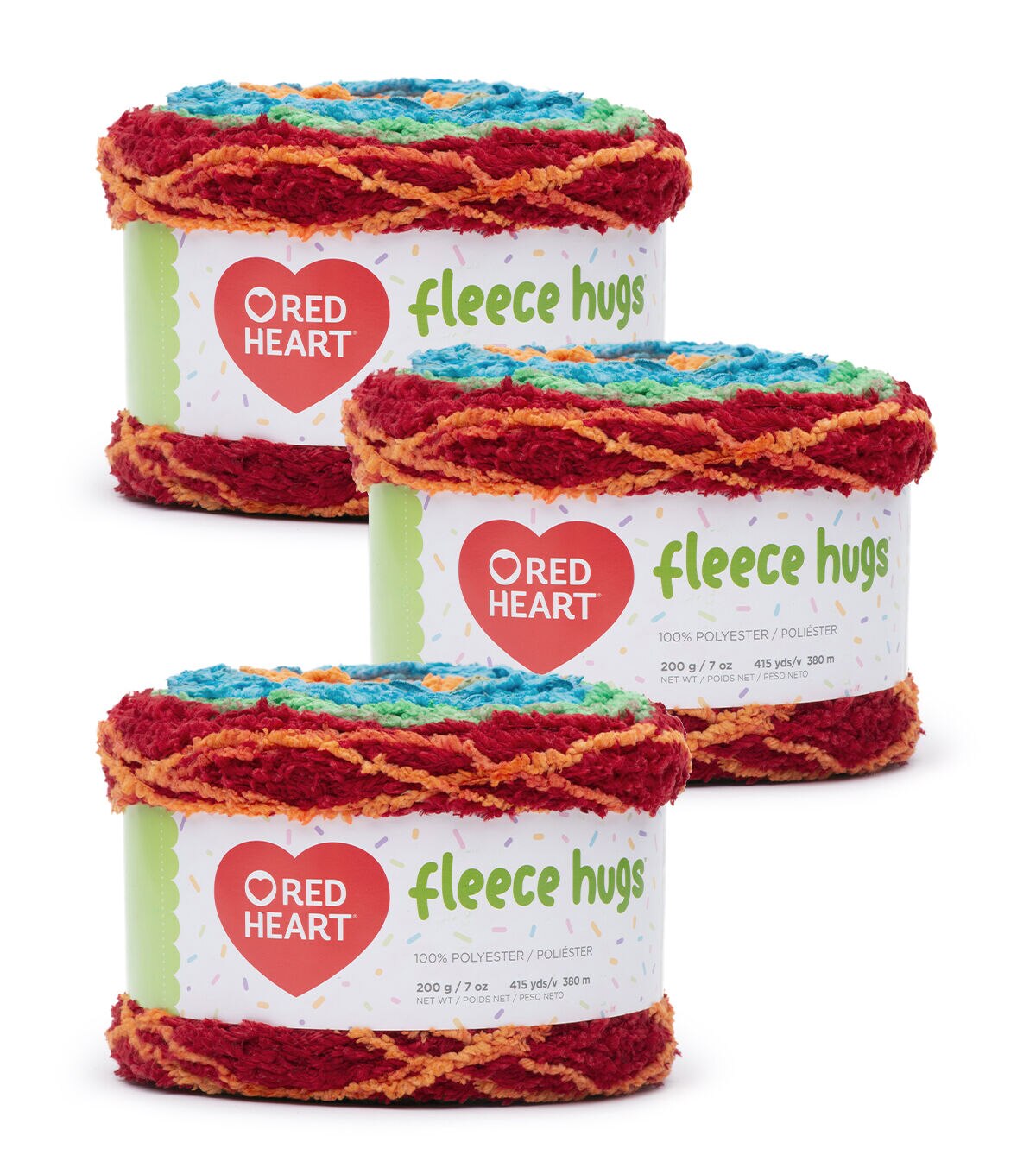 Red Heart Fleece Hugs 415yds Worsted Polyester Yarn 3 Bundle