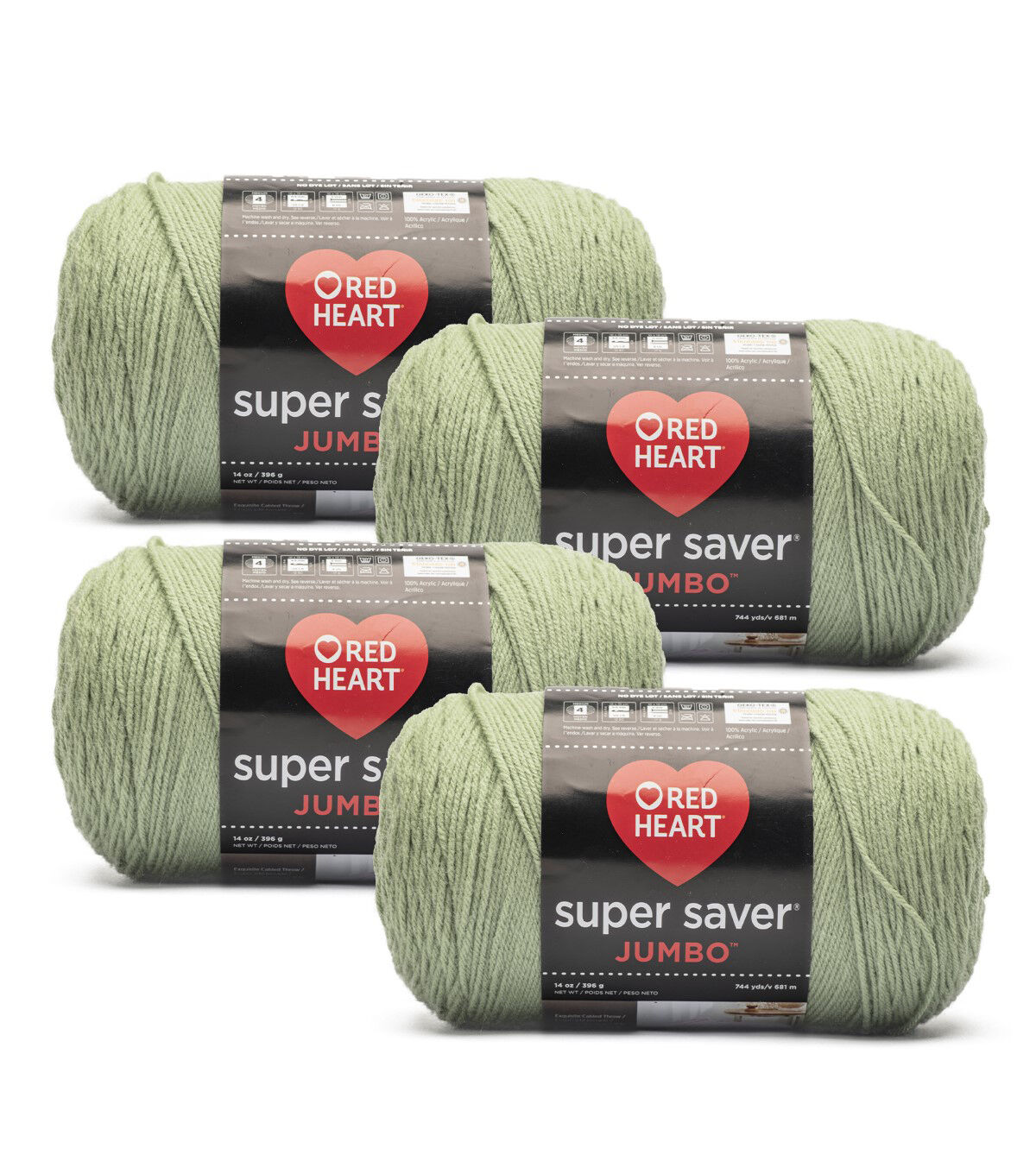 Red Heart Super Saver Jumbo 744yds Worsted Acrylic Yarn 4 Bundle