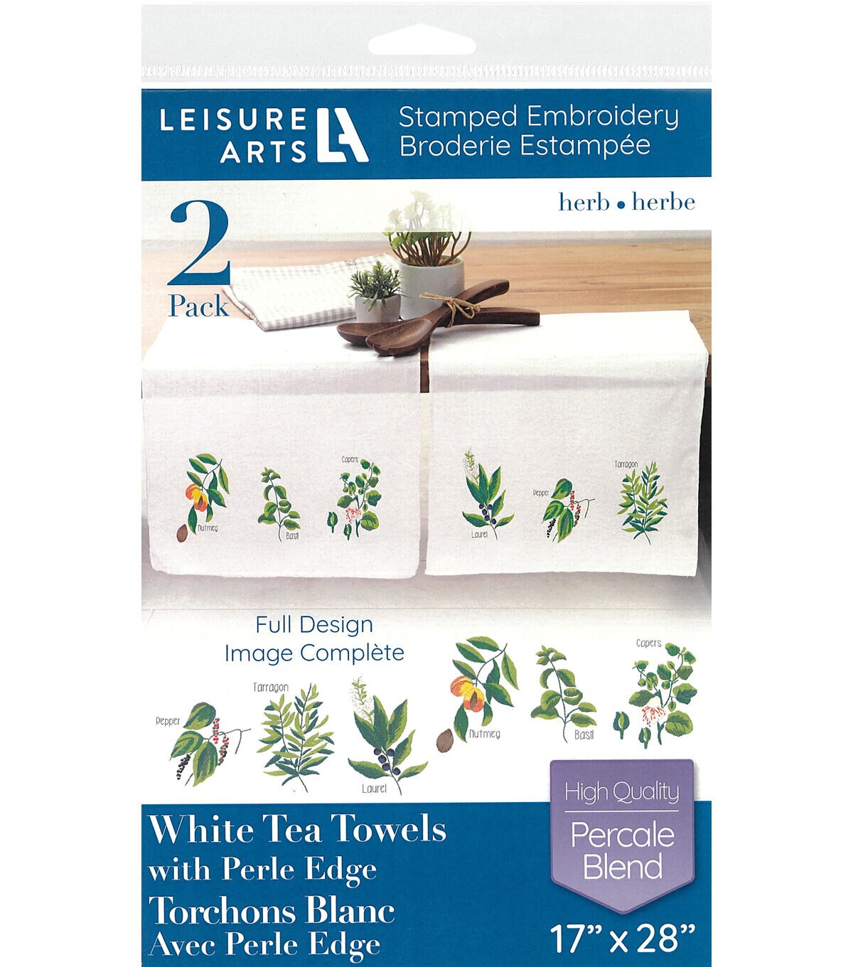 Leisure Arts 17 x 28 Herb Tea Towel Stamped Cross Stitch Kit