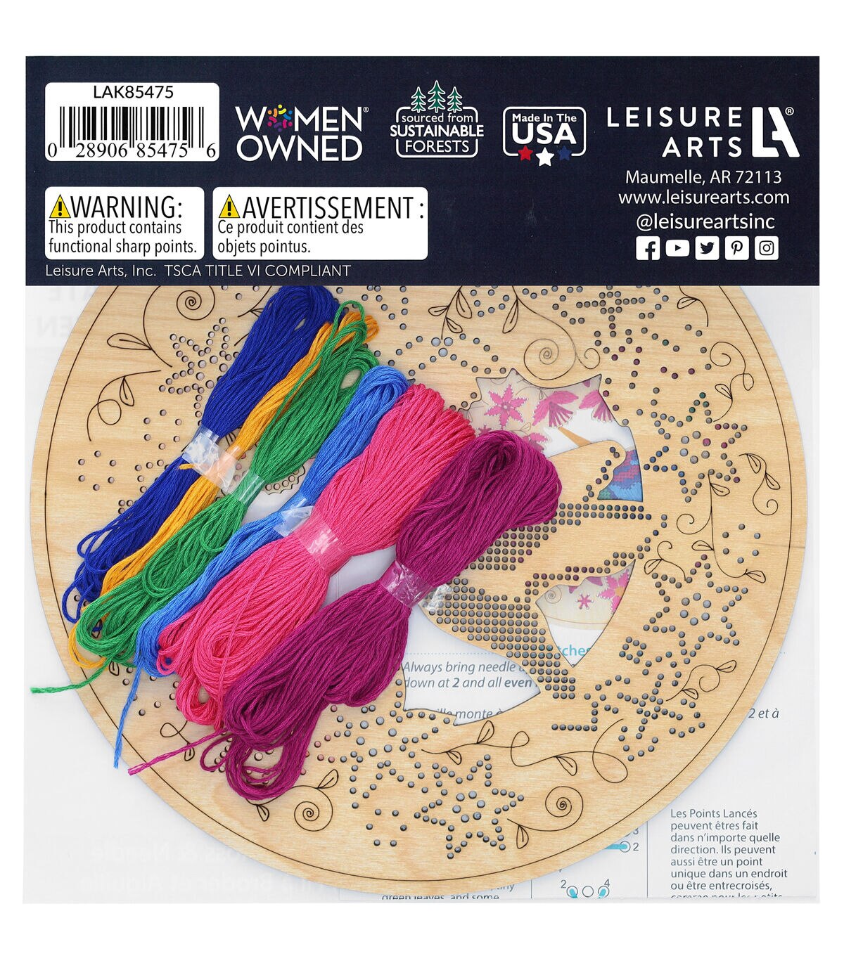 Leisure Arts 9 Hoop Floral Hummingbird Wood Stitching Kit