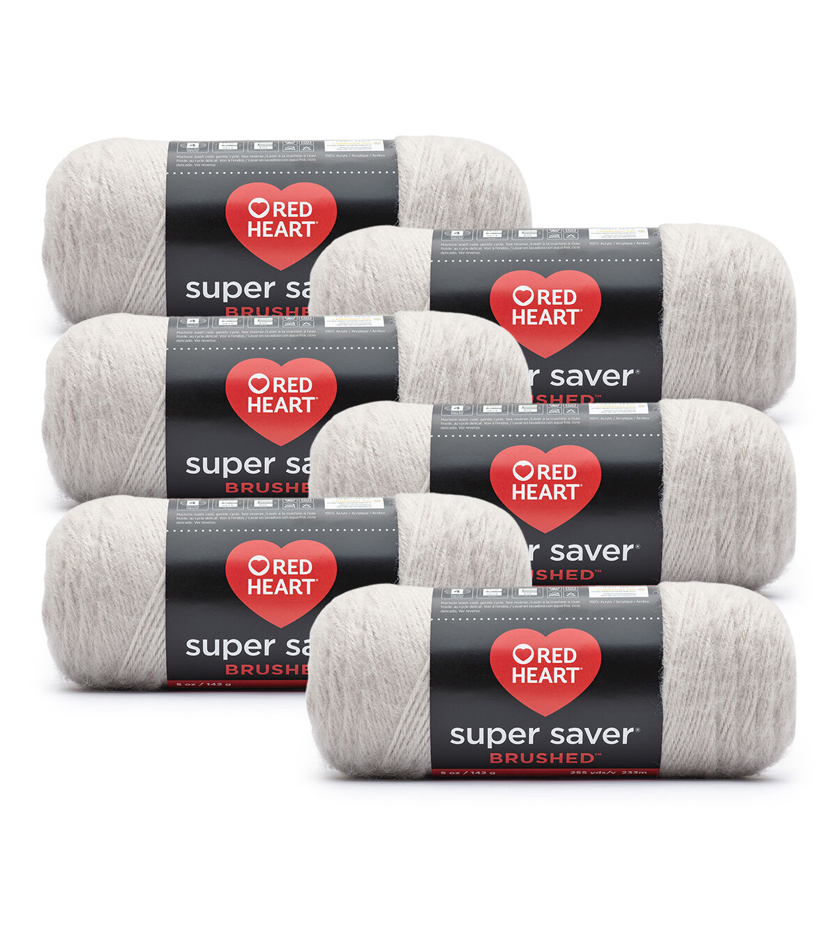 Red Heart Super Saver Brushed 260yds Worsted Acrylic Yarn 6 Bundle
