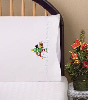 Design Works 30 x 20 Snow Couple Pillowcase Embroidery Kit 2pk