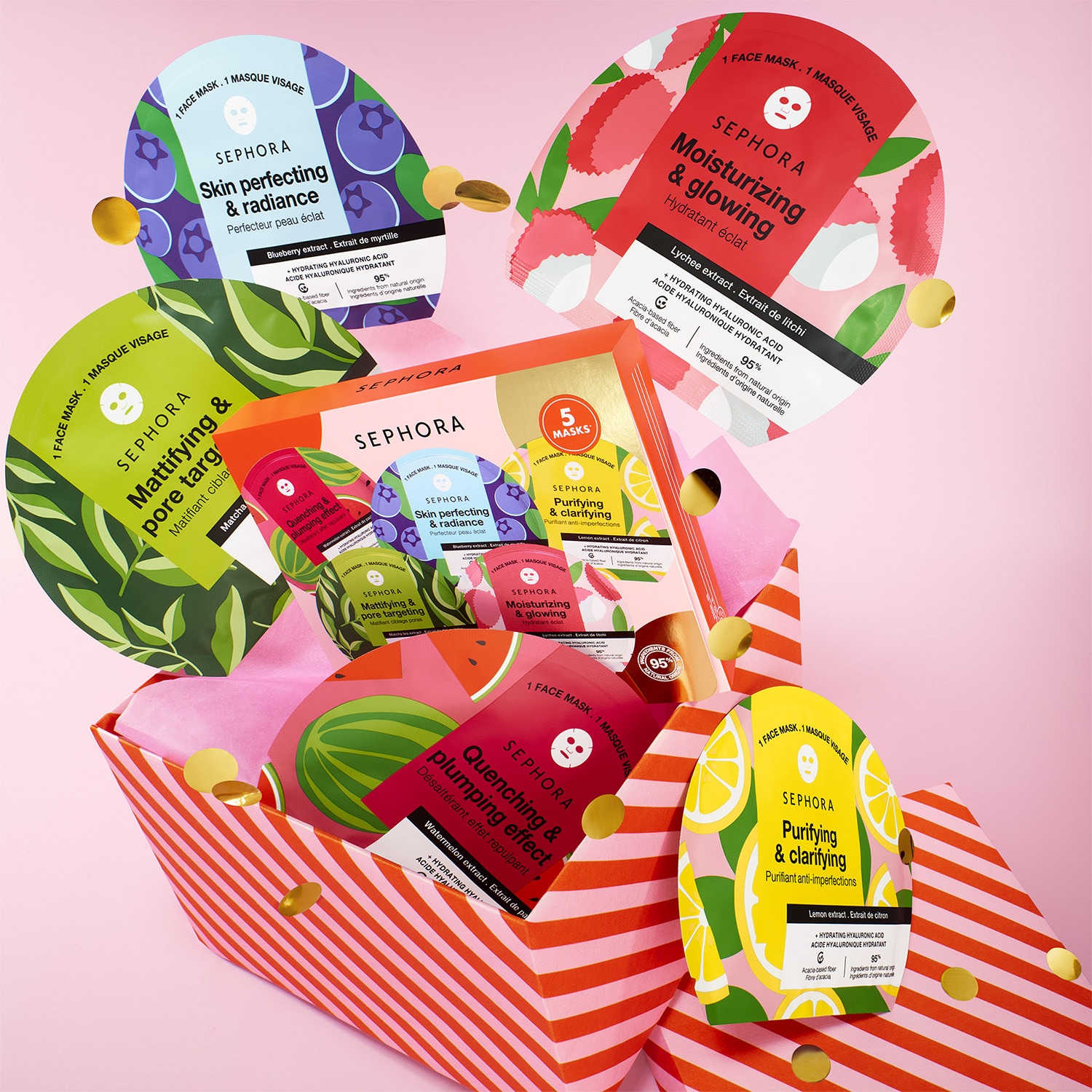 La magia de las mascarillas - Estuche con 5 mascarillas faciales