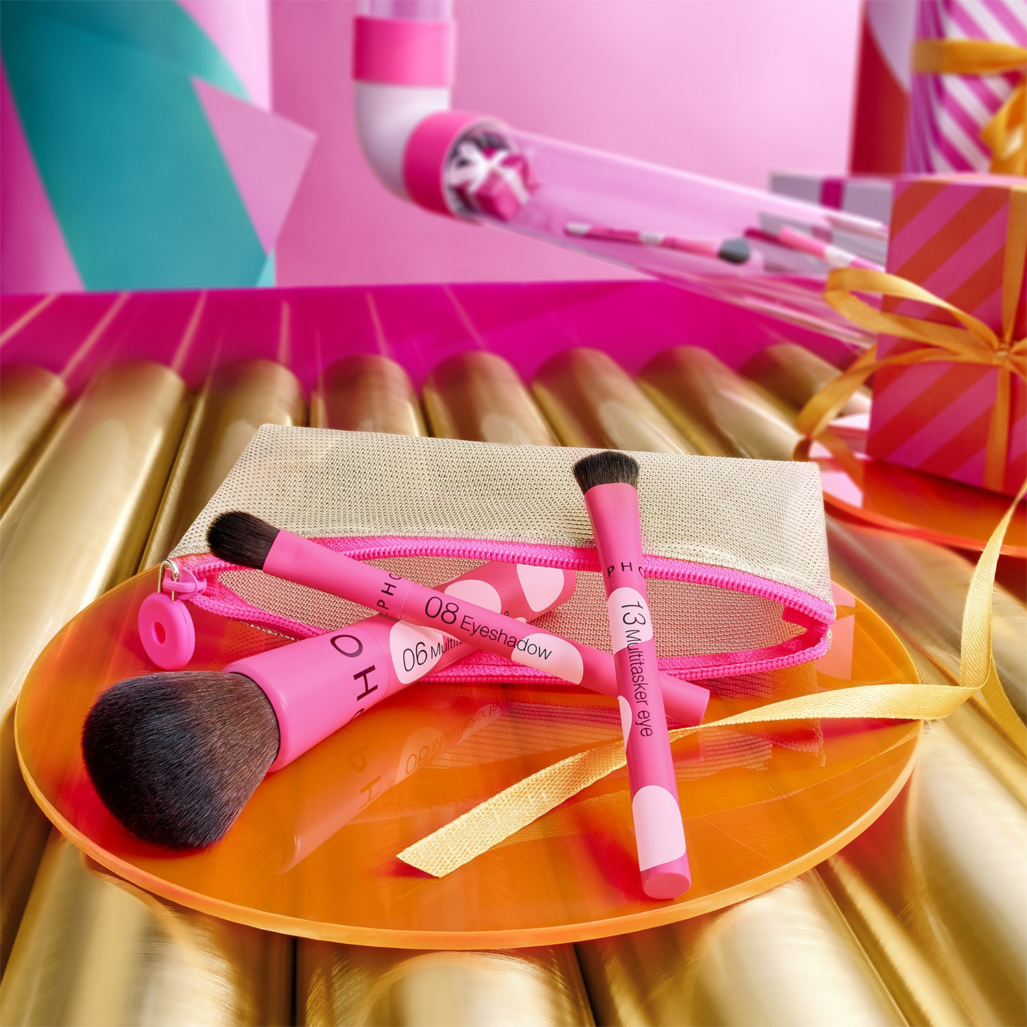 Set de 3 mini brochas para llevar - 1 de rostro + 2 para ojos